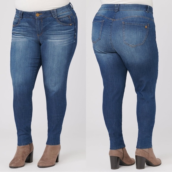Democracy Denim - Democracy Women’s Ab Solution Booty Lift Blue Plus Jeggings Jeans Blue Denim 18W